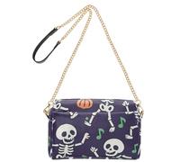 Small Crossbody Bags For Women Vegan Leather Women's Cross Body Purse Zip Shoulder Handbags Happy Skeleton Dance Pattern