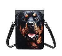 Small Crossbody Cell Phone Bag For Women Leather Lightweight Mini Phone Purses Cool Rottweiler Dog Art Shoulder Handbag Purse