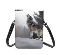 Small Crossbody Cell Phone Bag For Women Leather Lightweight Mini Phone Purses Howling Wolf Shoulder Handbag Purse