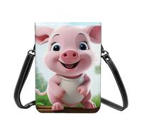 Small Crossbody Cell Phone Bag For Women Leather Lightweight Mini Phone Purses Pink Little Pig Shoulder Handbag Purse