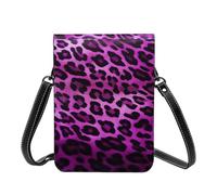Small Crossbody Cell Phone Bag For Women Leather Lightweight Mini Phone Purses Purple Leopard Shoulder Handbag Purse