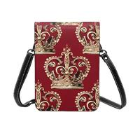 Small Crossbody Cell Phone Bag For Women Leather Lightweight Mini Phone Purses Red Crown Shoulder Handbag Purse