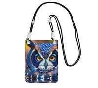 Small Crossbody Cell Phone Purse for Women Mini Fashion Phone Sling Bag Blue Owl Print, Black, One Size
