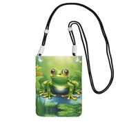 Small Crossbody Cell Phone Purse for Women Mini Fashion Phone Sling Bag Cartoon green frog Print, Black, One Size
