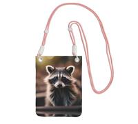 Small Crossbody Cell Phone Purse for Women Mini Fashion Phone Sling Bag cute Raccoon Print, Pink, One Size