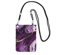 Small Crossbody Cell Phone Purse for Women Mini Fashion Phone Sling Bag Dark purple texture marble Print, Black, One Size