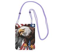 Small Crossbody Cell Phone Purse for Women Mini Fashion Phone Sling Bag Eagle with USA Flag Print, Purple, One Size