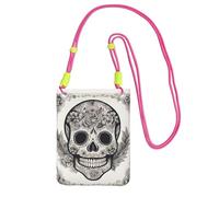 Small Crossbody Cell Phone Purse for Women Mini Fashion Phone Sling Bag Mexican Skull Print, Fuchusia, One Size