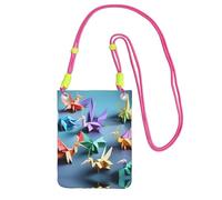 Small Crossbody Cell Phone Purse for Women Mini Fashion Phone Sling Bag Origami Papercraft Cranes Print, Fuchusia, One Size