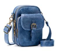 Small Crossbody Cell Phone Purse for Women Vintage Mini Crossbody Bag with Card Slots, Vegan Leather Phone Wallet Pouch, Denim Blue