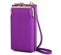 Small Crossbody Phone Bag for Women Cell Phone Purse Wallet Kiss Lock Cute Shoulder Bag with Credit Card Slots, Purple, S