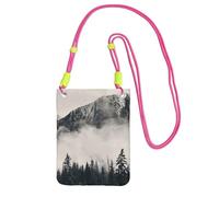 Small Crossbody Phone Bag for Women Men, Canadian Mountain Cliff Sling Crossbody Pouch, Water Resistant Shoulder Bag for Workout Travel Sports Gym Commute, Mobile Phone Bags, Adjustable red Strap
