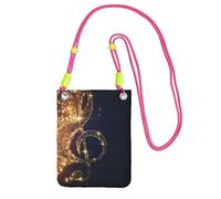 Small Crossbody Phone Bag for Women Men, Gold Musical Note Fallen Shiny Star Sling Crossbody Pouch, Water Resistant Shoulder Bag for Workout Travel Sports Gym Commute, Mobile Phone Bags, red Strap