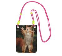 Small Crossbody Phone Bag for Women Men, Squirrel Funny Animal Sling Crossbody Pouch, Water Resistant Shoulder Bag for Workout Travel Sports Gym Commute, Mobile Phone Bags, Adjustable red Strap