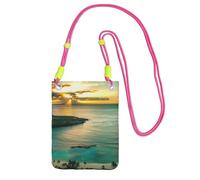 Small Crossbody Phone Bag for Women Men, Sunrise Over Hanauma Hawaii Sling Crossbody Pouch, Water Resistant Shoulder Bag for Workout Travel Sports Gym Commute, Mobile Phone Bags, Adjustable red Strap