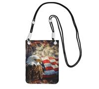 Small Crossbody Purse Carry A Mobile Phone Bag Diagonally American Flag Eagle Fireworks Mini Shoulder Purse Wallet Smart Phone Wallet