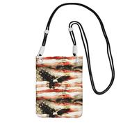 Small Crossbody Purse Carry A Mobile Phone Bag Diagonally American Flag Fly Eagle Mini Shoulder Purse Wallet Smart Phone Wallet
