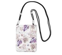 Small Crossbody Purse Carry A Mobile Phone Bag Diagonally Beautiful Grape Leaves Mini Shoulder Purse Wallet Smart Phone Wallet