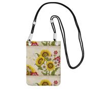 Small Crossbody Purse Carry A Mobile Phone Bag Diagonally Bees Sunflowers Daisy Rose Flowers Mini Shoulder Purse Wallet Smart Phone Wallet