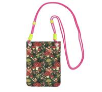 Small Crossbody Purse Carry A Mobile Phone Bag Diagonally Bright Mushrooms Art Mini Shoulder Purse Wallet Smart Phone Wallet