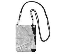 Small Crossbody Purse Carry A Mobile Phone Bag Diagonally Chicago Map Gray Mini Shoulder Purse Wallet Smart Phone Wallet