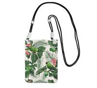 Small Crossbody Purse Carry A Mobile Phone Bag Diagonally Couple Parrots Olive Mini Shoulder Purse Wallet Smart Phone Wallet