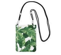 Small Crossbody Purse Carry A Mobile Phone Bag Diagonally Cute Green Palm Leaves Mini Shoulder Purse Wallet Smart Phone Wallet