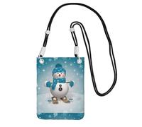 Small Crossbody Purse Carry A Mobile Phone Bag Diagonally Lovely Christmas Cartoon Skiing Snow Man Snowflake Mini Shoulder Purse Wallet Smart Phone Wallet