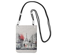 Small Crossbody Purse Carry A Mobile Phone Bag Diagonally Paris Street Tower Painting Mini Shoulder Purse Wallet Smart Phone Wallet