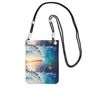Small Crossbody Purse Carry A Mobile Phone Bag Diagonally Sunset Sea Surfing Seascape Mini Shoulder Purse Wallet Smart Phone Wallet