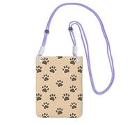 Small Crossbody Purse Cell Phone Wallet Purses Should Bag Crossbody Bag,Animals Dog Cat Footprints Paw Prints,Purple