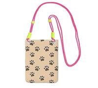 Small Crossbody Purse Cell Phone Wallet Purses Should Bag Crossbody Bag,Animals Dog Cat Footprints Paw Prints,Fuchusia