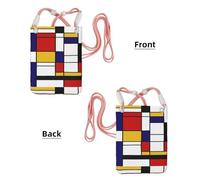 Small Crossbody Purse Cell Phone Wallet Purses Should Bag Crossbody Bag,Artistic Mondrian Style Color Composition Red,Pink