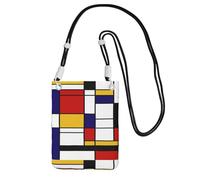 Small Crossbody Purse Cell Phone Wallet Purses Should Bag Crossbody Bag,Artistic Mondrian Style Color Composition Red,Black