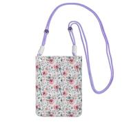Small Crossbody Purse Cell Phone Wallet Purses Should Bag Crossbody Bag,Australian Flora Watercolor Eucalyptus And Blush Flowers,Purple