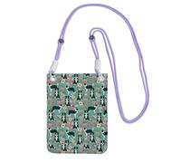 Small Crossbody Purse Cell Phone Wallet Purses Should Bag Crossbody Bag,Border Collie Dog Vintage Style Florals,Purple