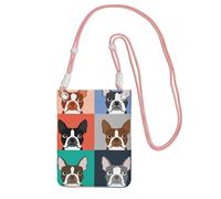 Small Crossbody Purse Cell Phone Wallet Purses Should Bag Crossbody Bag,Boston Terrier Dog,Pink