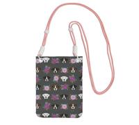 Small Crossbody Purse Cell Phone Wallet Purses Should Bag Crossbody Bag,Cool Crazy Boxer Dog Heads,Pink