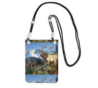 Small Crossbody Purse Cell Phone Wallet Purses Should Bag Crossbody Bag,Cool Stag Deer Images,Black