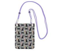 Small Crossbody Purse Cell Phone Wallet Purses Should Bag Crossbody Bag,Cute Black Cat Glass Pet Animals Gray,Purple