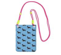 Small Crossbody Purse Cell Phone Wallet Purses Should Bag Crossbody Bag,Dachshund Love In Blue,Fuchusia