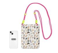 Small Crossbody Purse Cell Phone Wallet Purses Should Bag Crossbody Bag,Dogs Drawn Animals Of Different Types Of Breeds,Fuchusia
