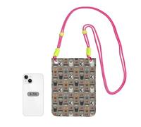 Small Crossbody Purse Cell Phone Wallet Purses Should Bag Crossbody Bag,Frenchie Dog I Love French Bulldogs Frenchie Face Medium Brown,Fuchusia