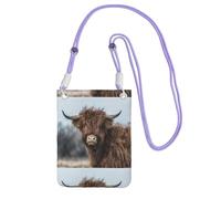 Small Crossbody Purse Cell Phone Wallet Purses Should Bag Crossbody Bag,Highland Cow Scottish Wildlife,Purple