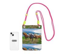 Small Crossbody Purse Cell Phone Wallet Purses Should Bag Crossbody Bag,Icelandic Horses Animals,Fuchusia