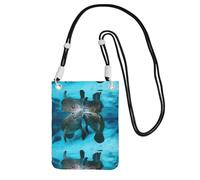 Small Crossbody Purse Cell Phone Wallet Purses Should Bag Crossbody Bag,Lovely Manatee Lovers Kiss,Black