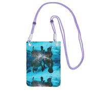 Small Crossbody Purse Cell Phone Wallet Purses Should Bag Crossbody Bag,Lovely Manatee Lovers Kiss,Purple