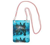 Small Crossbody Purse Cell Phone Wallet Purses Should Bag Crossbody Bag,Lovely Manatee Lovers Kiss,Pink