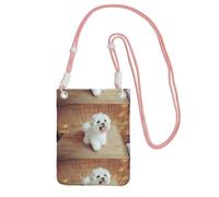 Small Crossbody Purse Cell Phone Wallet Purses Should Bag Crossbody Bag,Maltese Dog,Pink