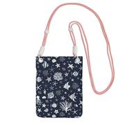 Small Crossbody Purse Cell Phone Wallet Purses Should Bag Crossbody Bag,Marine Animals Fishes Starfish Conchs Cartoon Nautical Summer Ocean Life,Pink